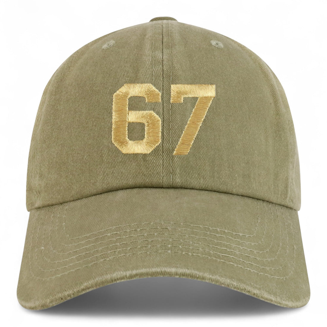 Trendy Apparel Shop Number 67 Gold Thread Embroidered Pigment Dyed Cotton Baseball Cap