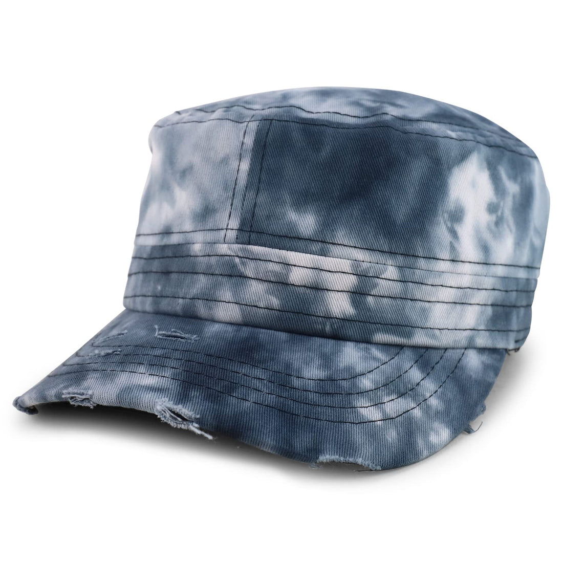 Trendy Apparel Shop Plain 100% Cotton Tie Dyed Patterned Flat Top Army Baseball Cap