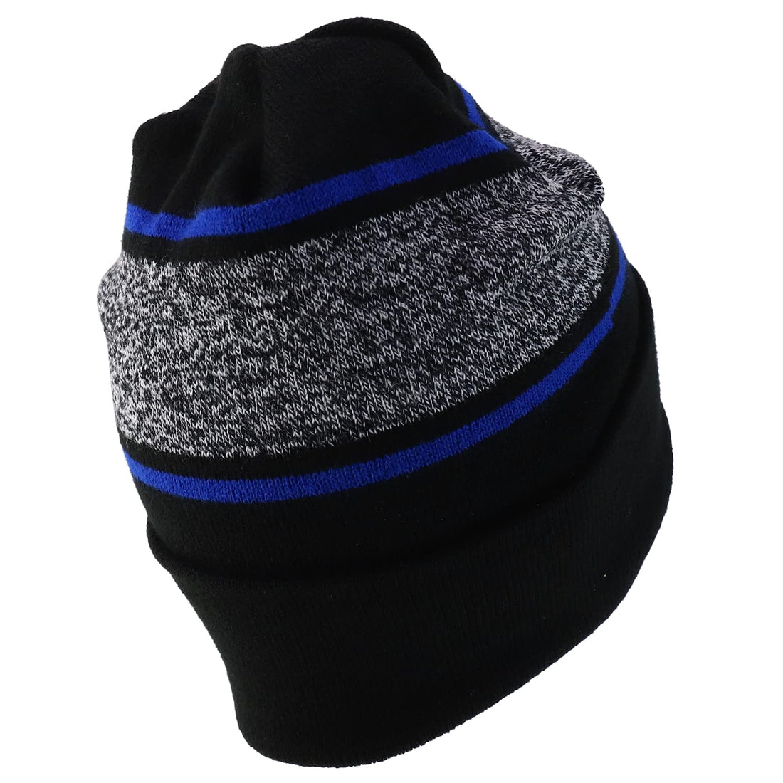Trendy Apparel Shop Made in USA Striped Contrasting Stripes Long Cuff Beanie