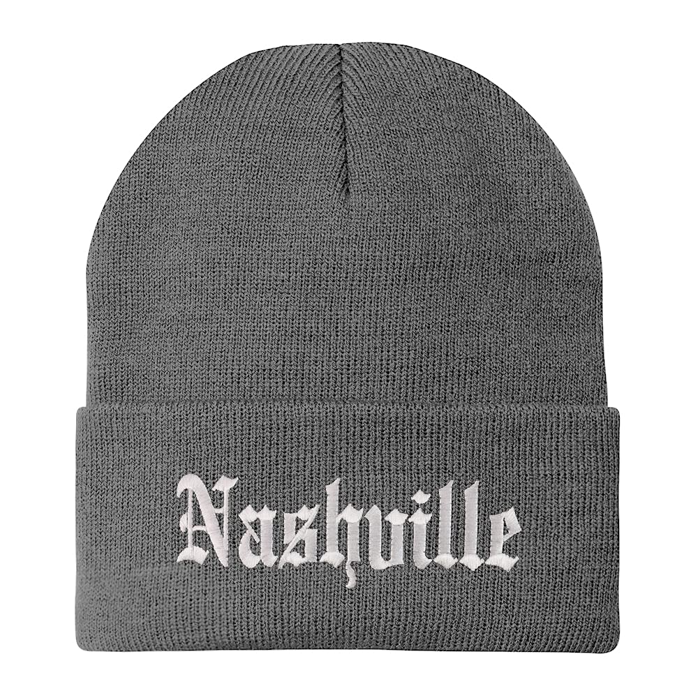 Trendy Apparel Shop Nashville Old English Embroidered Long Cuff Beanie