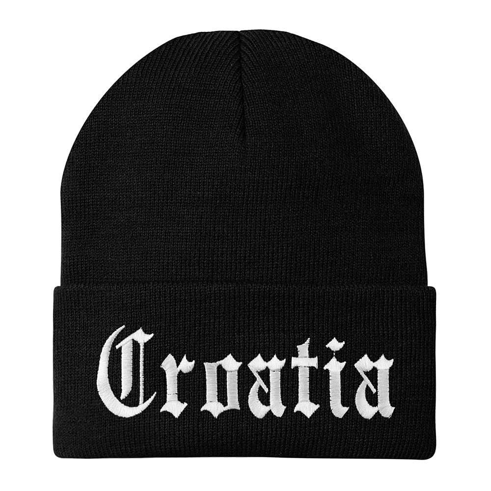 Trendy Apparel Shop Croatia Old English Embroidered Long Cuff Beanie