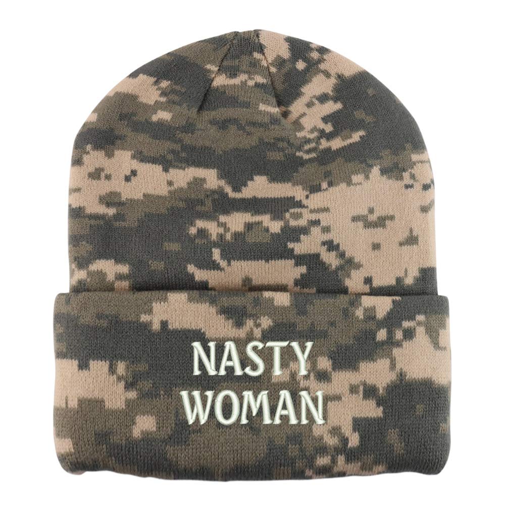 Trendy Apparel Shop Nasty Woman Embroidered Made in USA Camo Beanie