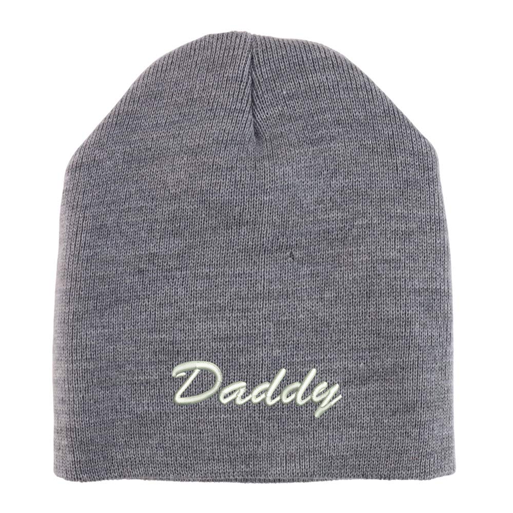 Trendy Apparel Shop Daddy Script Font Embroidered Made in USA Short Acrylic Knit Winter Beanie Hat