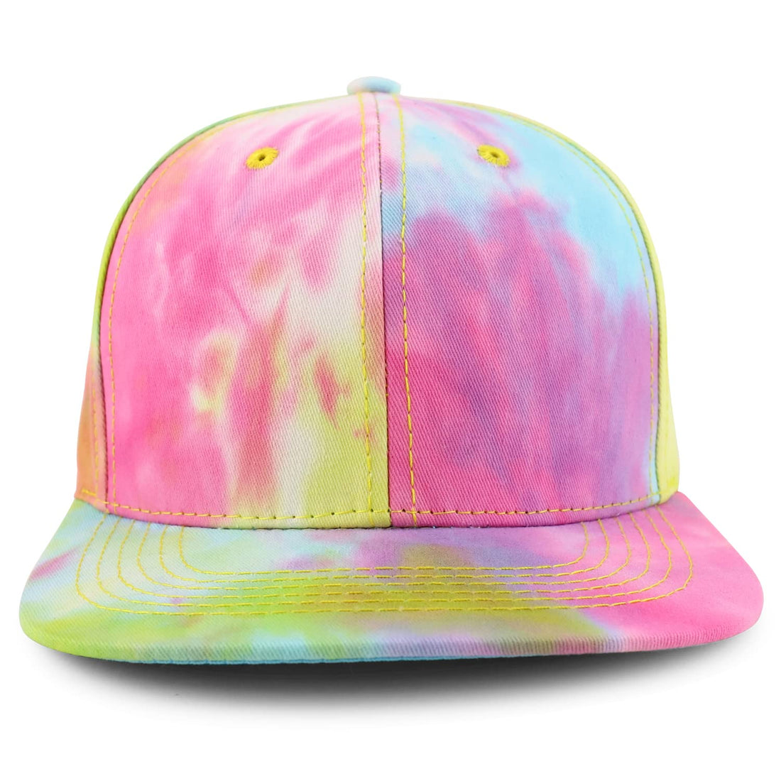 Trendy Apparel Shop Plain 100% Cotton Tie Dyed Pattern Flatbill Snapback Baseball Cap