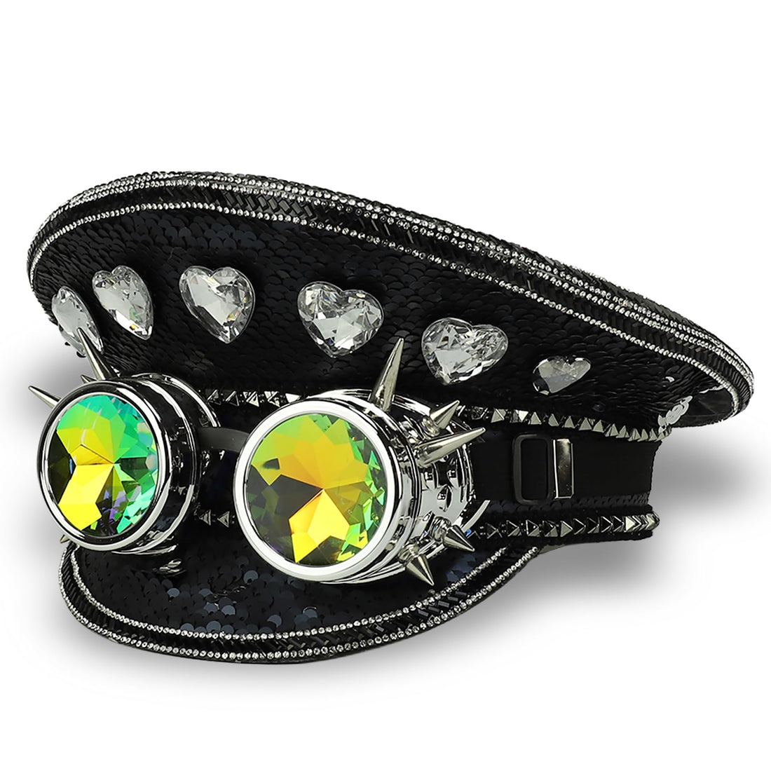 Trendy Apparel Shop Festival Party Sparkly Sequin Rhinestone Captain Hat