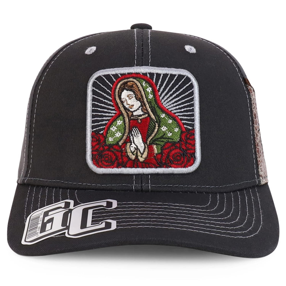 Trendy Apparel Shop Lady of Guadalupe Maria Embroidered Laser Punching Back Cap