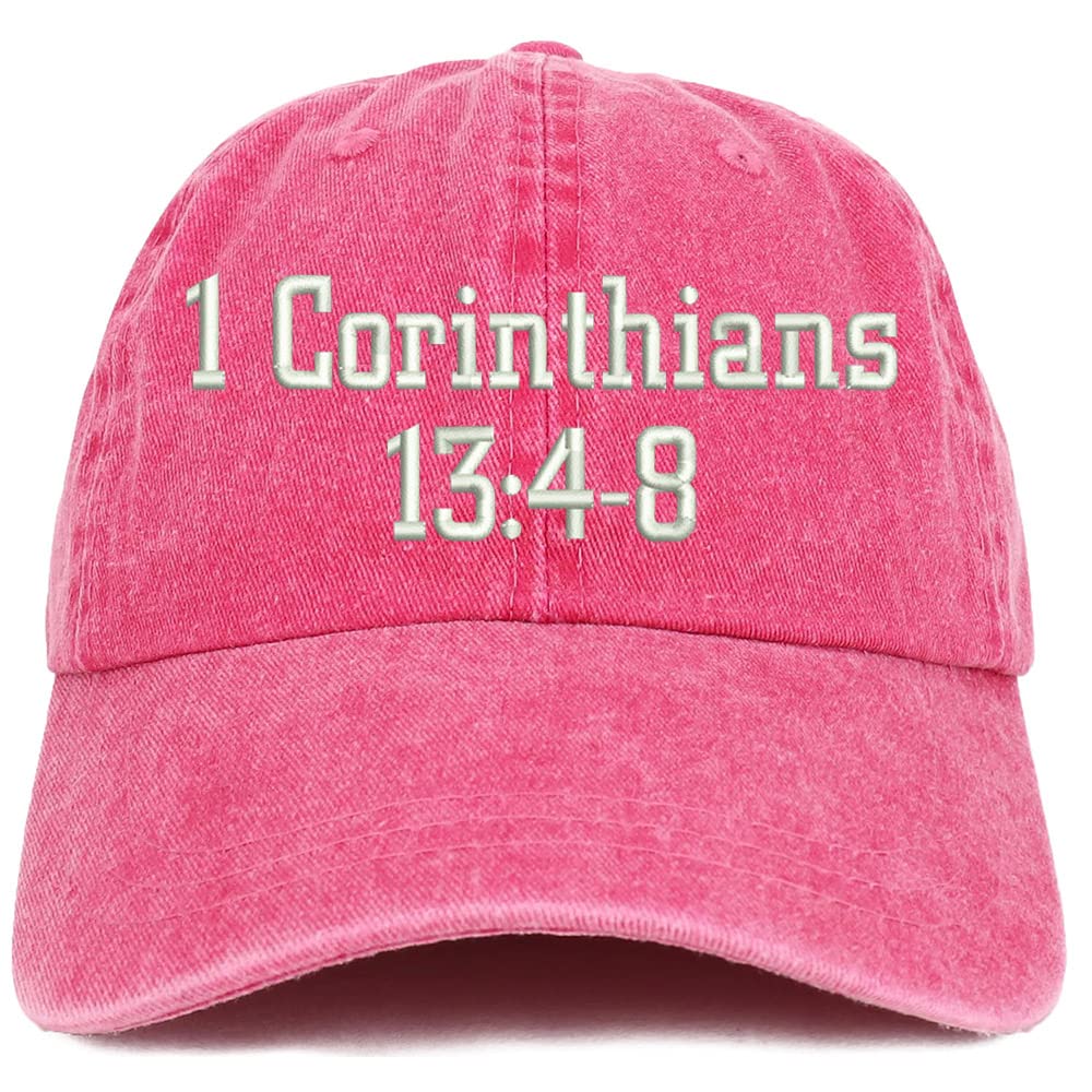 Trendy Apparel Shop 1 Corinthians 13:4-8 Washed Pigment Dyed Baseball Cap