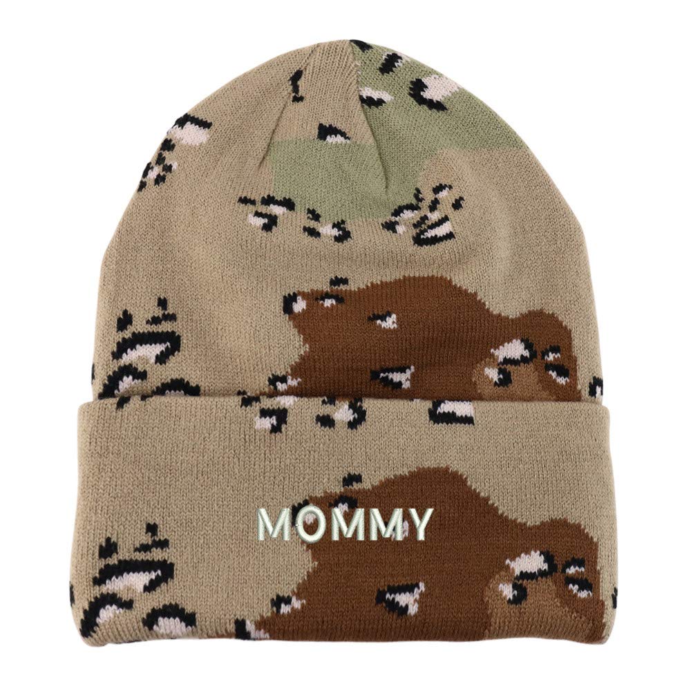 Trendy Apparel Shop Mommy Embroidered Made in USA Camo Beanie