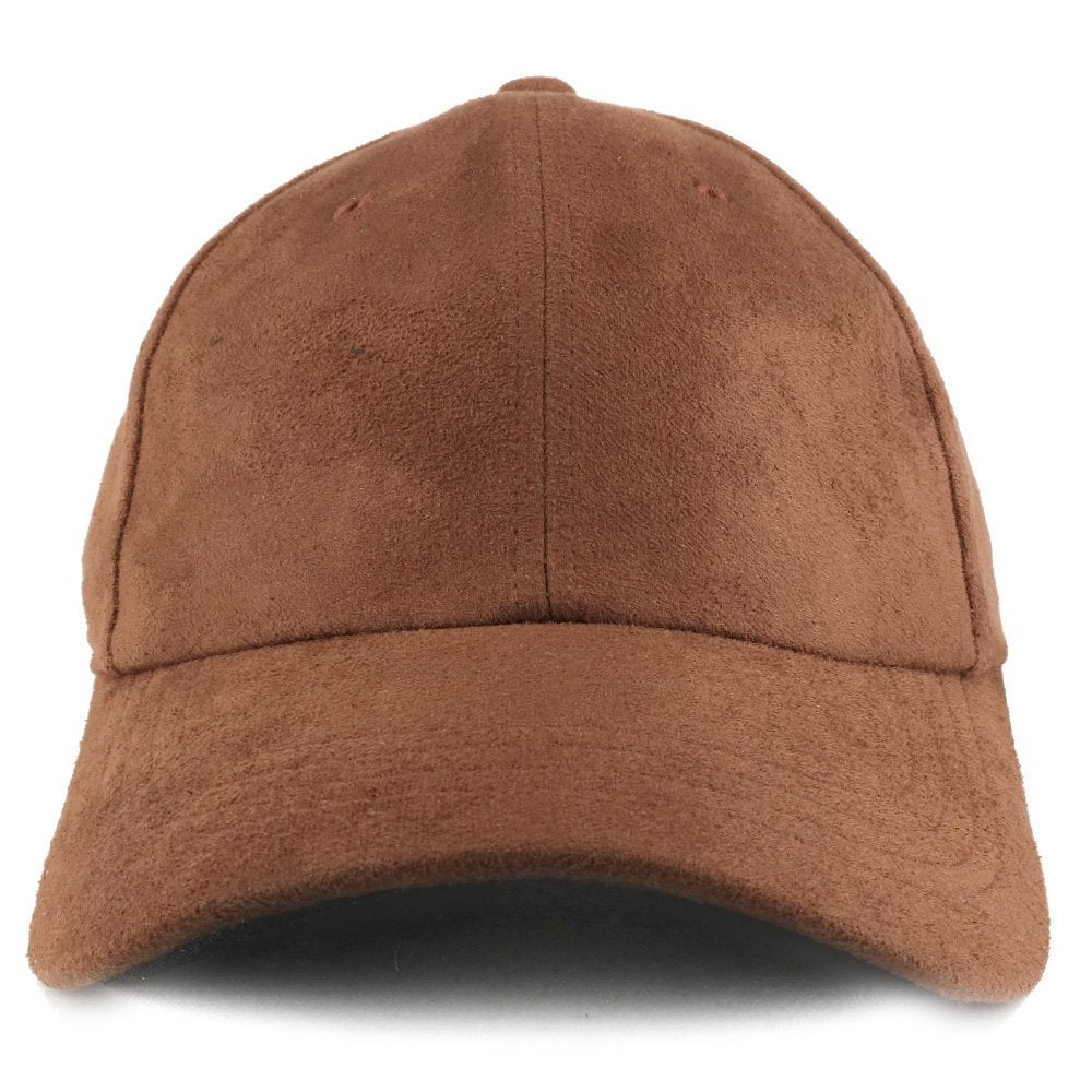Trendy Apparel Shop Plain Faux Suede Leather Adjustable Structured Baseball Cap