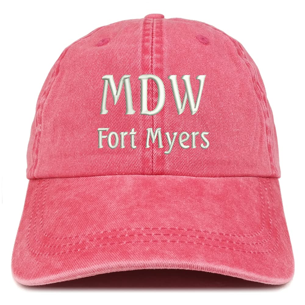 Trendy Apparel Shop MDW Fort Myers Embroidered Pigment Dyed Washed Baseball Cap