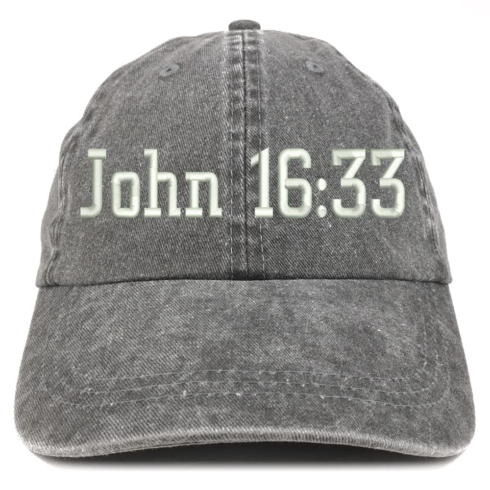 Trendy Apparel Shop John 16:33 Washed Pigment Dyed Baseball Cap