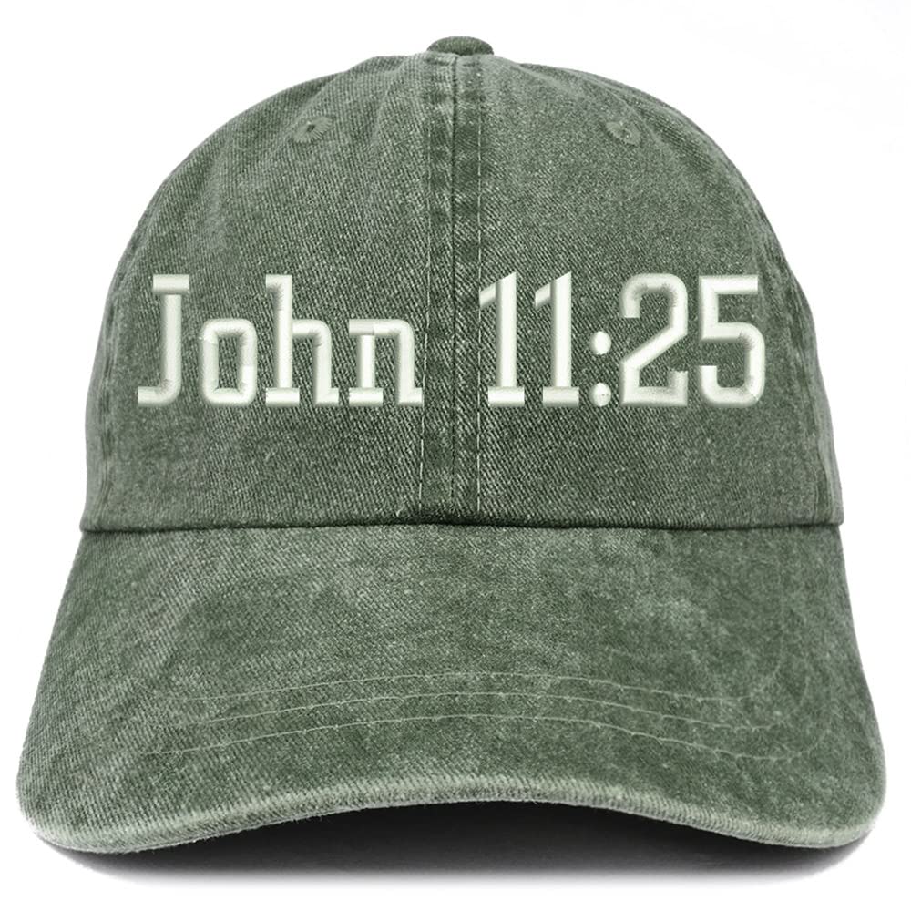 Trendy Apparel Shop John 11:25 Washed Pigment Dyed Baseball Cap