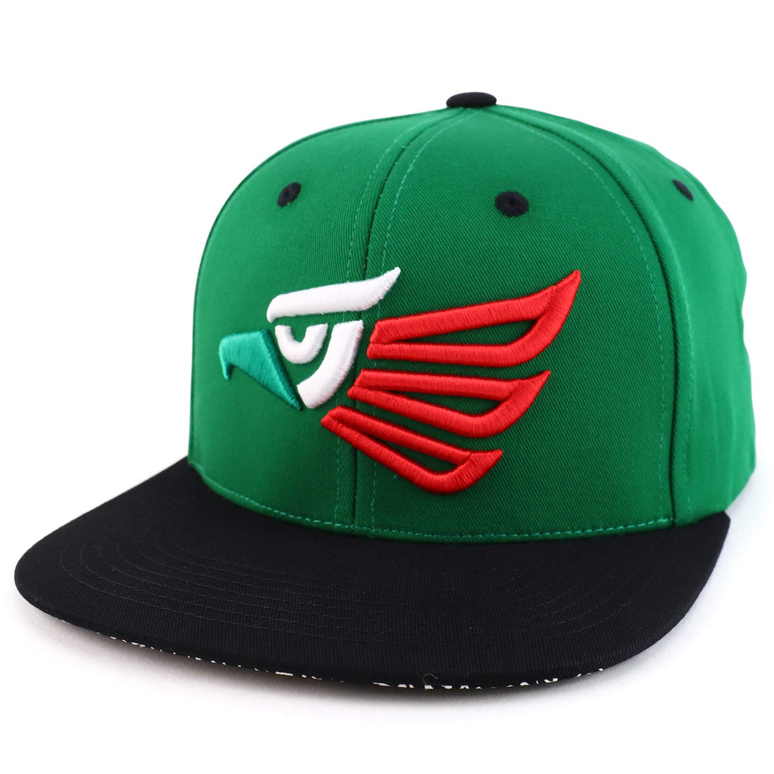Trendy Apparel Shop Hecho En Mexico Eagle 3D Embroidered Snapback Cap - Green Black