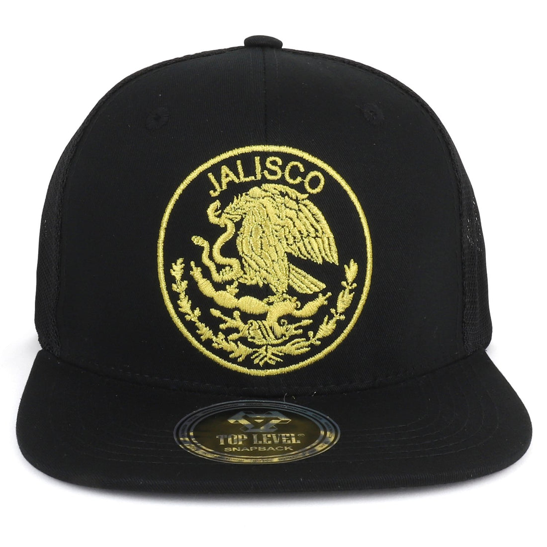 Trendy Apparel Shop City of Mexico Eagle Embroidered Flatbill Trucker Mesh Cap