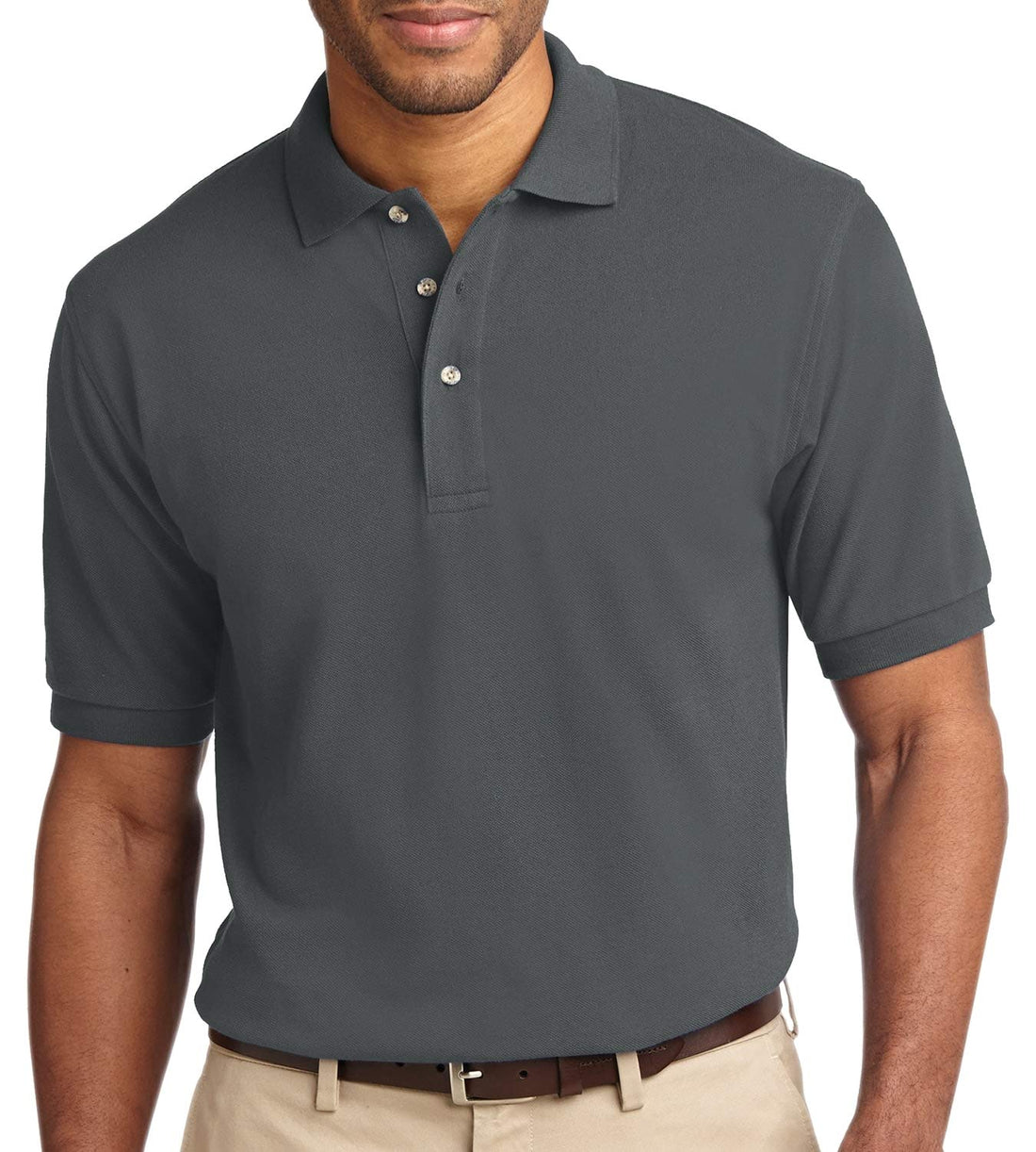 Trendy Apparel Shop Soft Cotton Shrink Resistant Easy Care Heavyweight Durable Men's Polo Big and Tall Shirt