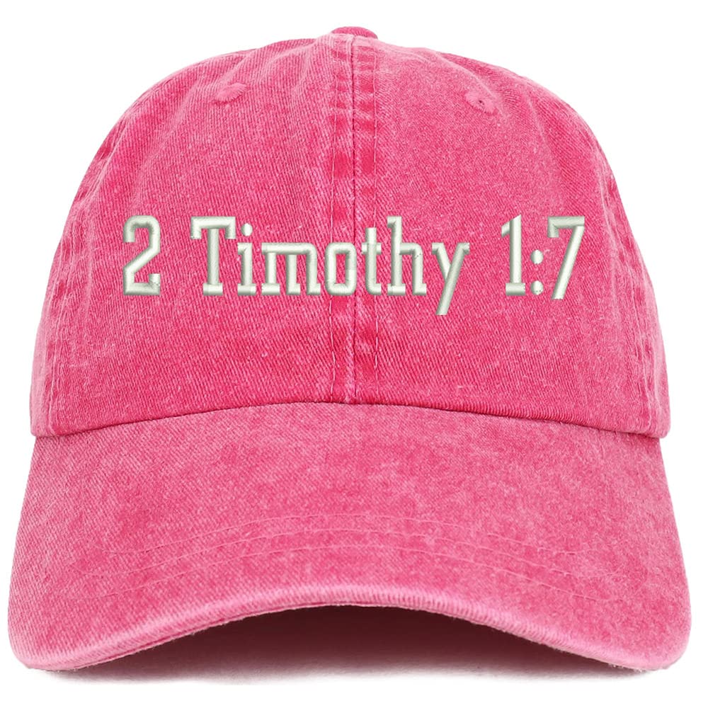 Trendy Apparel Shop 2 Timothy 1: 7 Washed Pigment Dyed Baseball Cap