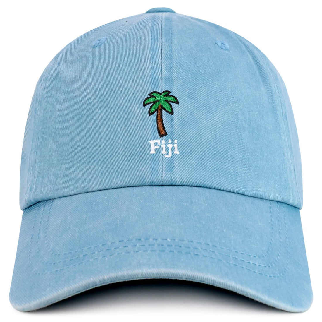 Trendy Apparel Shop Fiji with Palm Tree Embroidered Pigment Dyed Cotton Baseball Cap