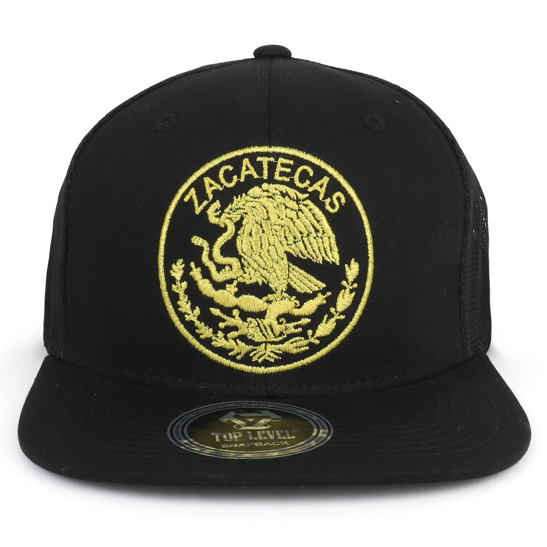 Trendy Apparel Shop City of Mexico Eagle Embroidered Flatbill Trucker Mesh Cap