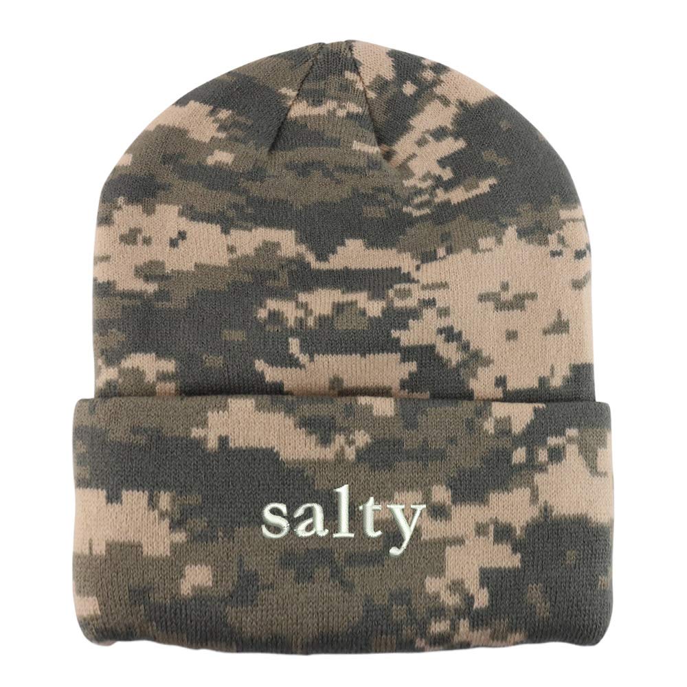 Trendy Apparel Shop Salty Embroidered Made in USA Camo Beanie