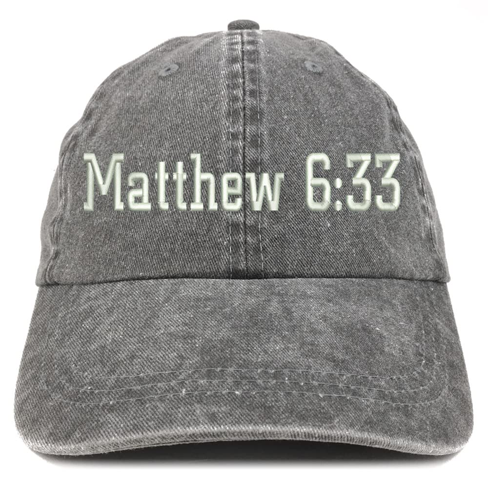 Trendy Apparel Shop Matthew 6:33 Washed Pigment Dyed Baseball Cap