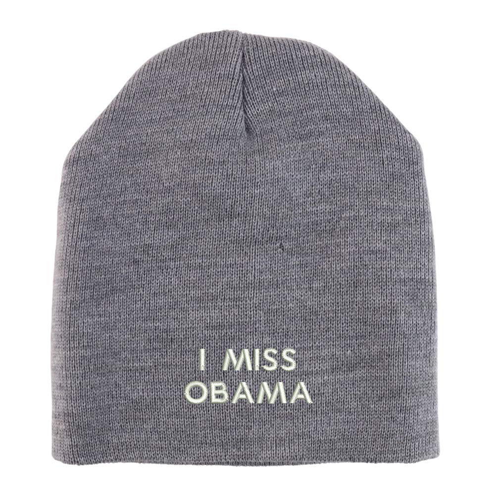 Trendy Apparel Shop I Miss Obama Embroidered Made in USA Short Acrylic Knit Winter Beanie Hat