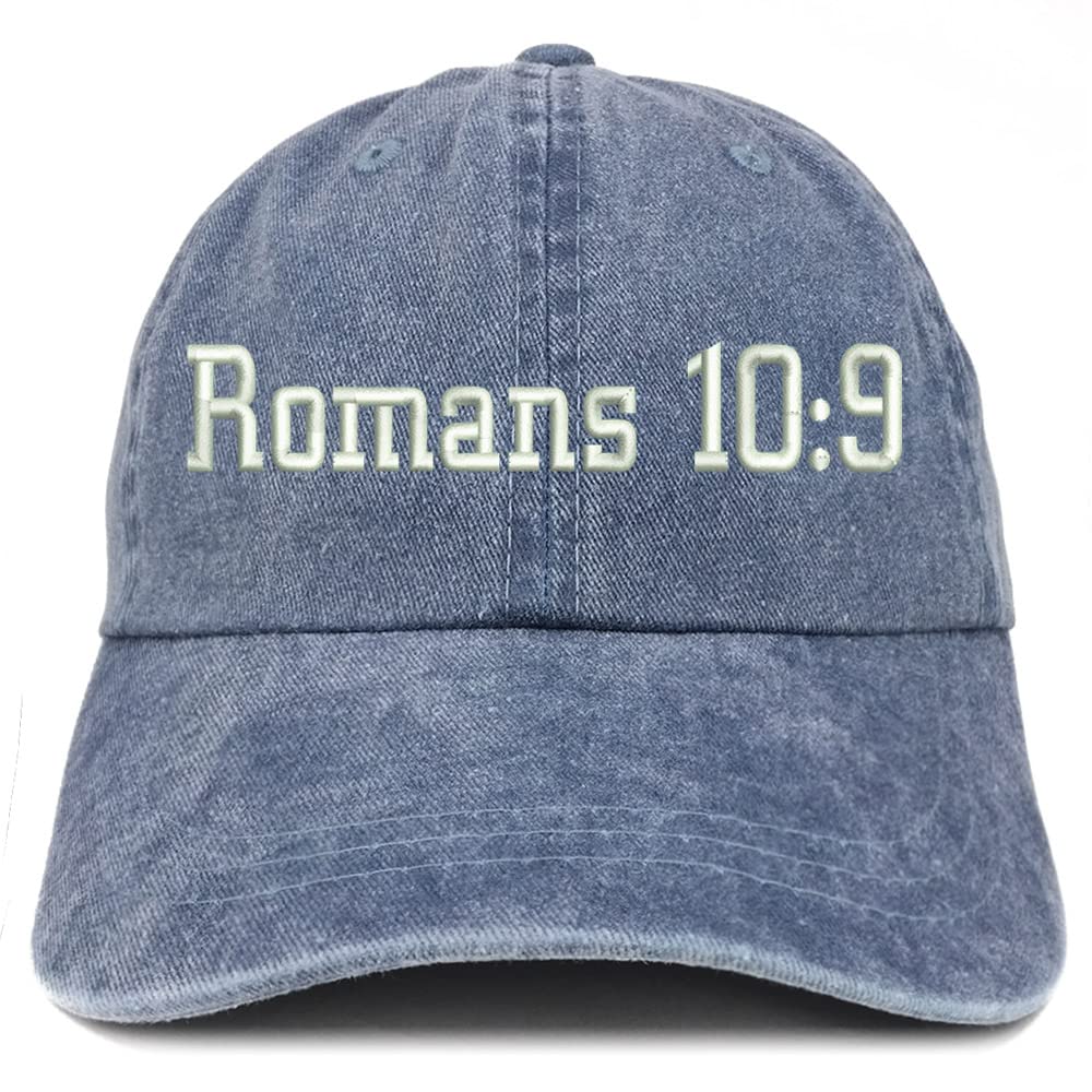 Trendy Apparel Shop Romans 10:9 Washed Pigment Dyed Baseball Cap