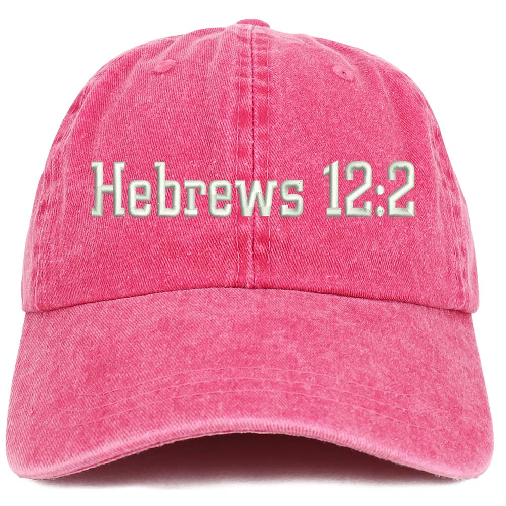 Trendy Apparel Shop Hebrews 12:2 Washed Pigment Dyed Baseball Cap