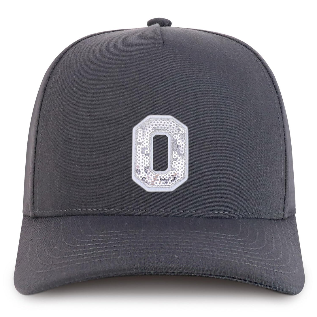 Trendy Apparel Shop Letter O Sequin Patch 5 Panel Cotton Baseball Cap