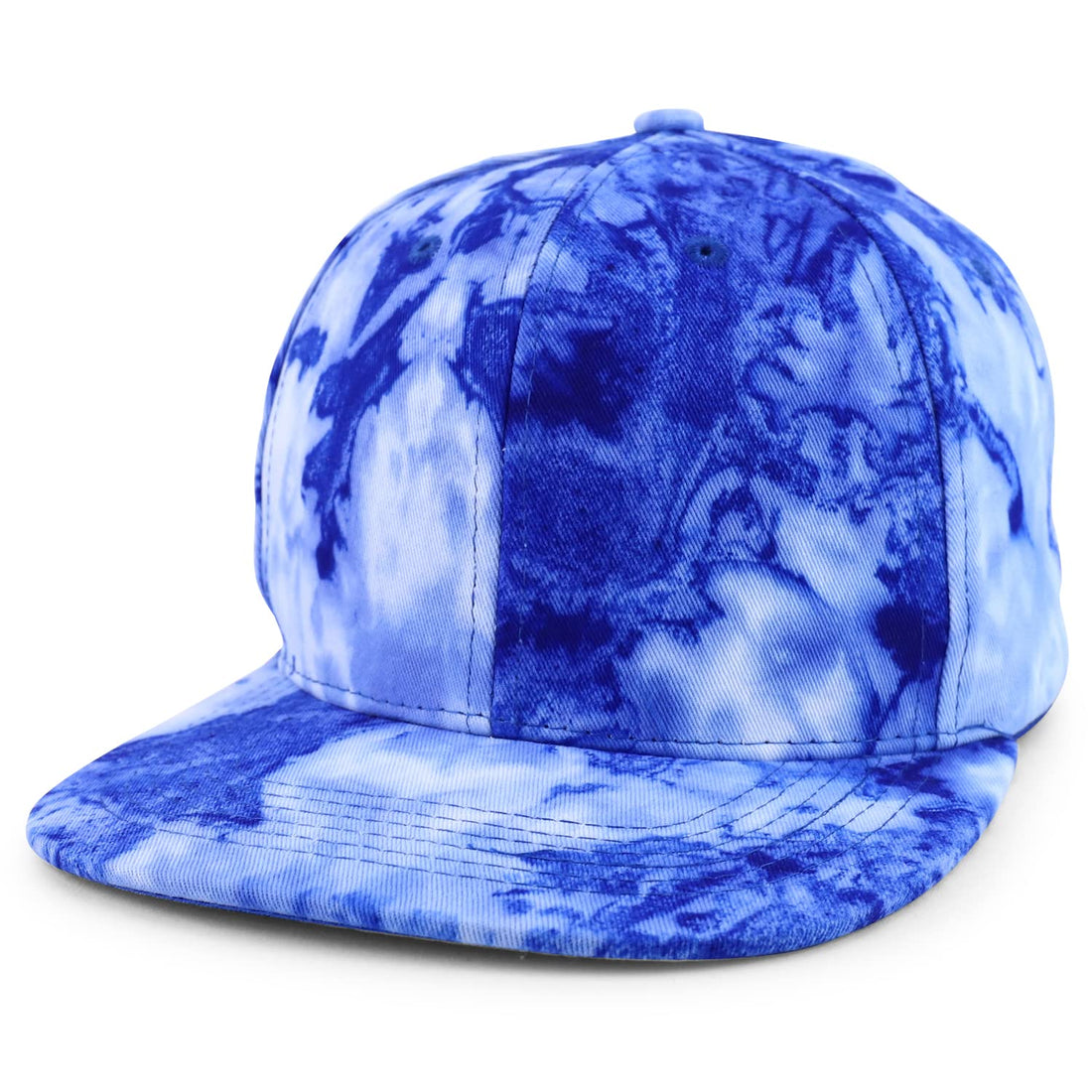 Trendy Apparel Shop Plain 100% Cotton Tie Dyed Pattern Flatbill Snapback Baseball Cap