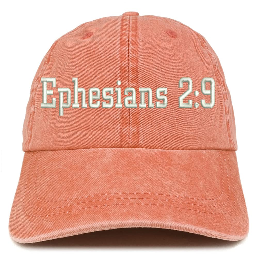 Trendy Apparel Shop Ephesians 2:9 Washed Pigment Dyed Baseball Cap