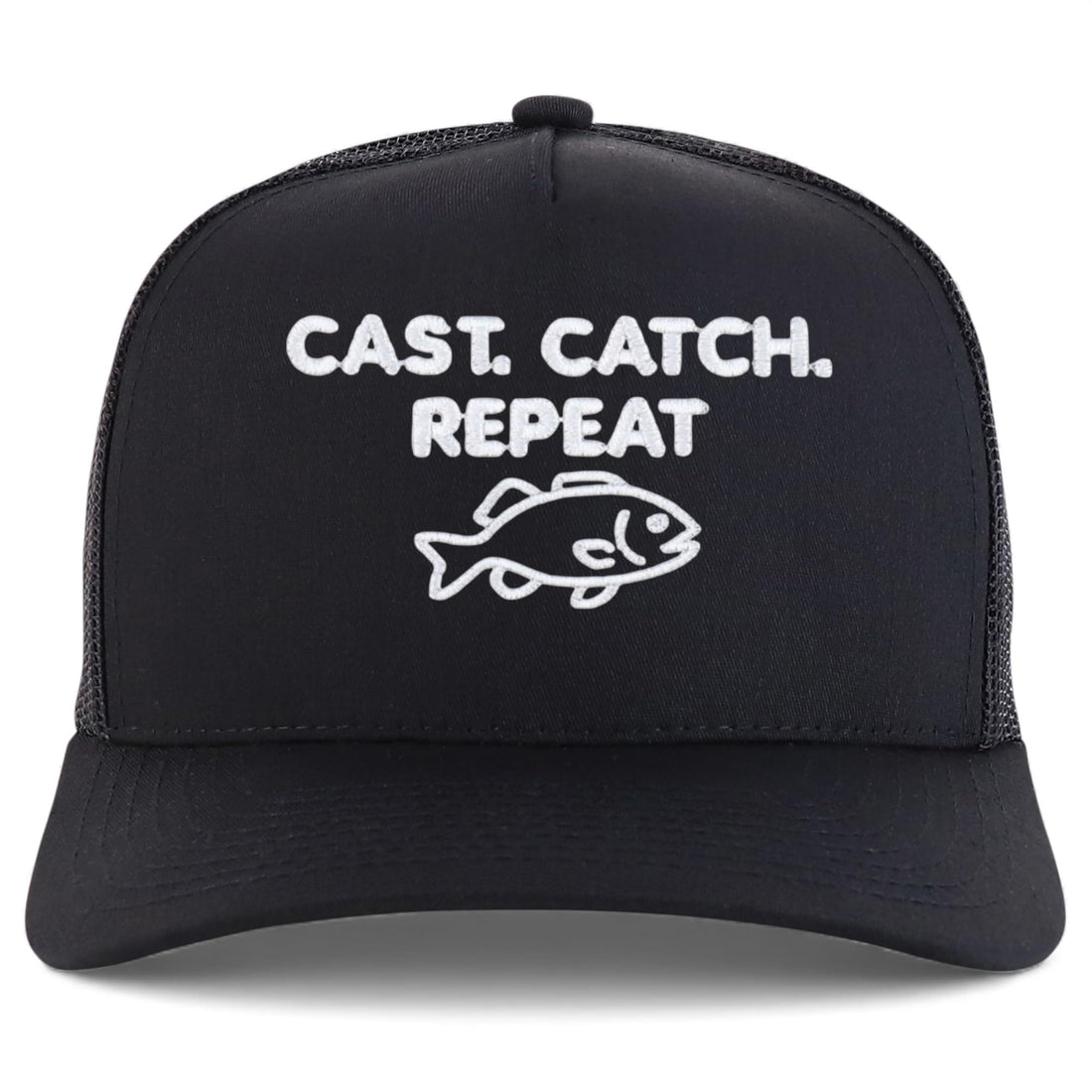 Trendy Apparel Shop Cast Catch Repeat Embroidered 5 Panel Snapback Trucker Cap