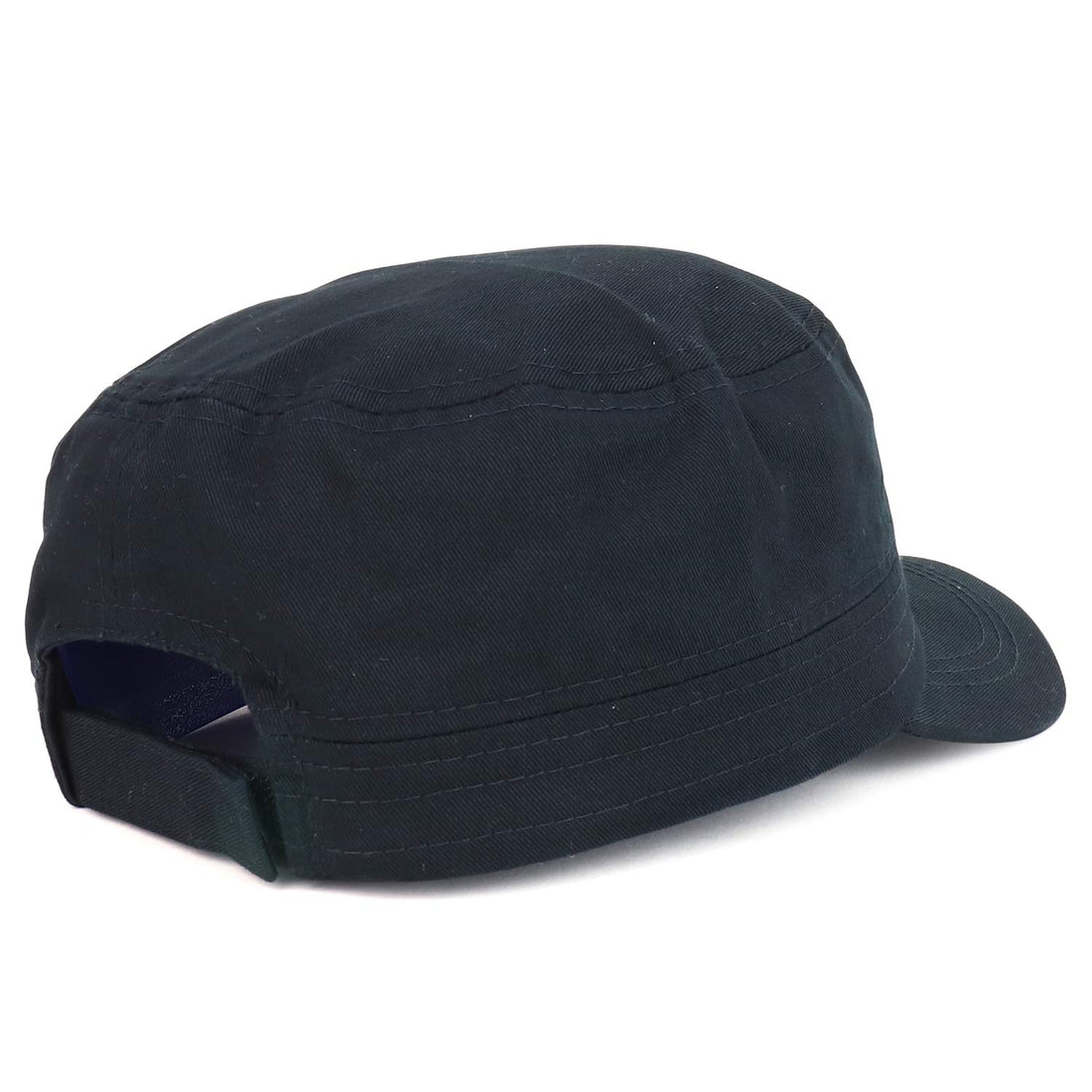 Trendy Apparel Shop Plain Castro Flat Top Style Army Cap with Pocket