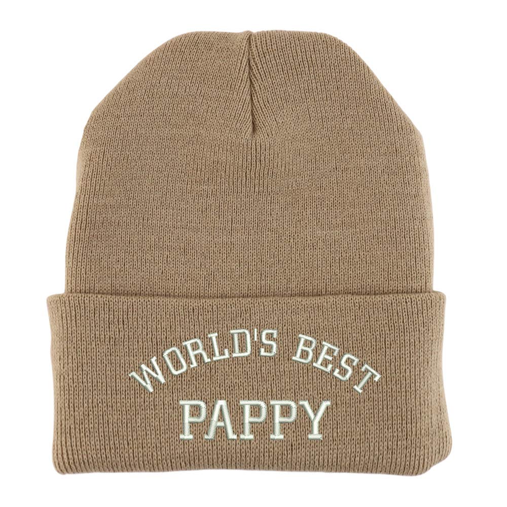 Trendy Apparel Shop World's Best Pappy Embroidered Made in USA Cuff Folded Acylic Knit Winter Beanie Hat