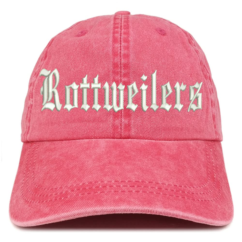 Trendy Apparel Shop Old English Rottweilers Washed Pigment Dyed Baseball Cap