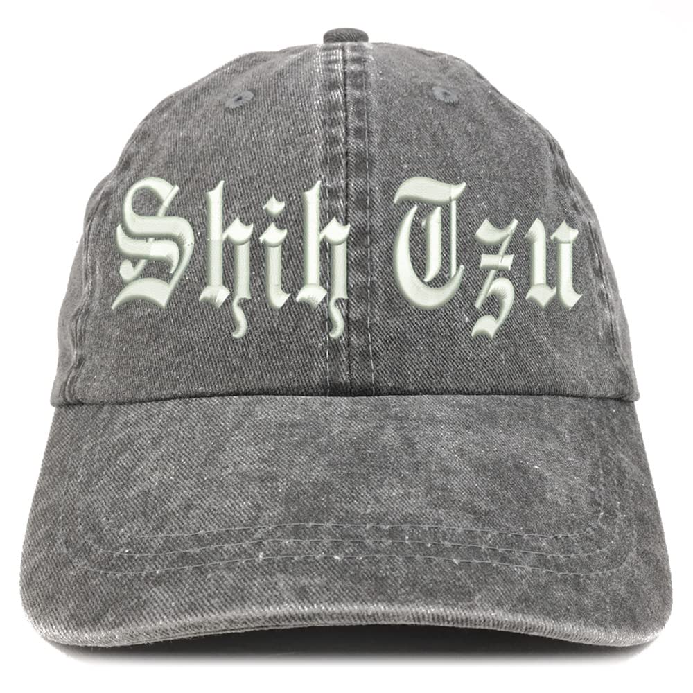 Trendy Apparel Shop Old English Shih Tzu Washed Pigment Dyed Baseball Cap