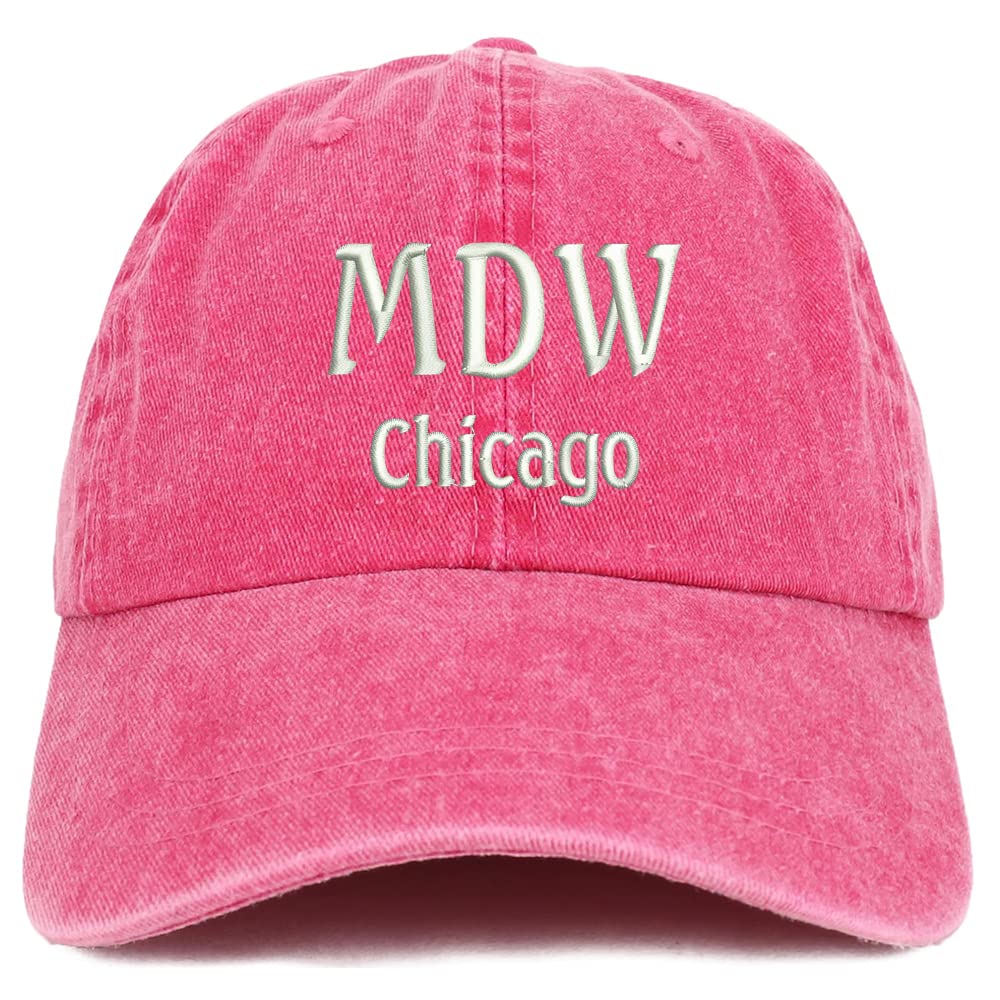 Trendy Apparel Shop MDW Chicago Embroidered Pigment Dyed Washed Baseball Cap