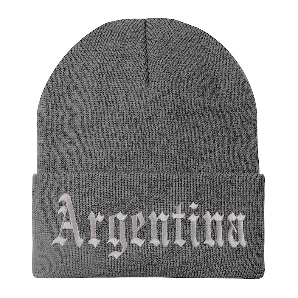 Trendy Apparel Shop Argentina Old English Embroidered Long Cuff Beanie