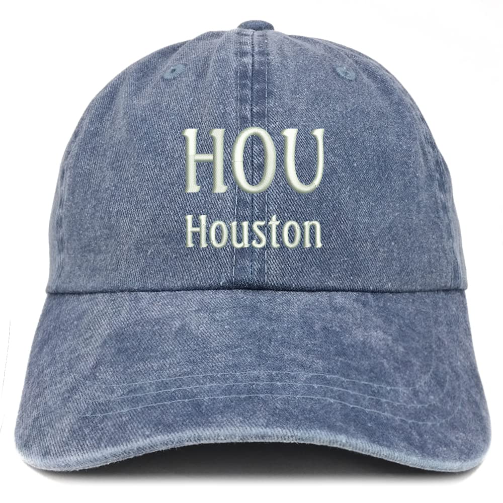 Trendy Apparel Shop HOU Houston Embroidered Pigment Dyed Washed Baseball Cap