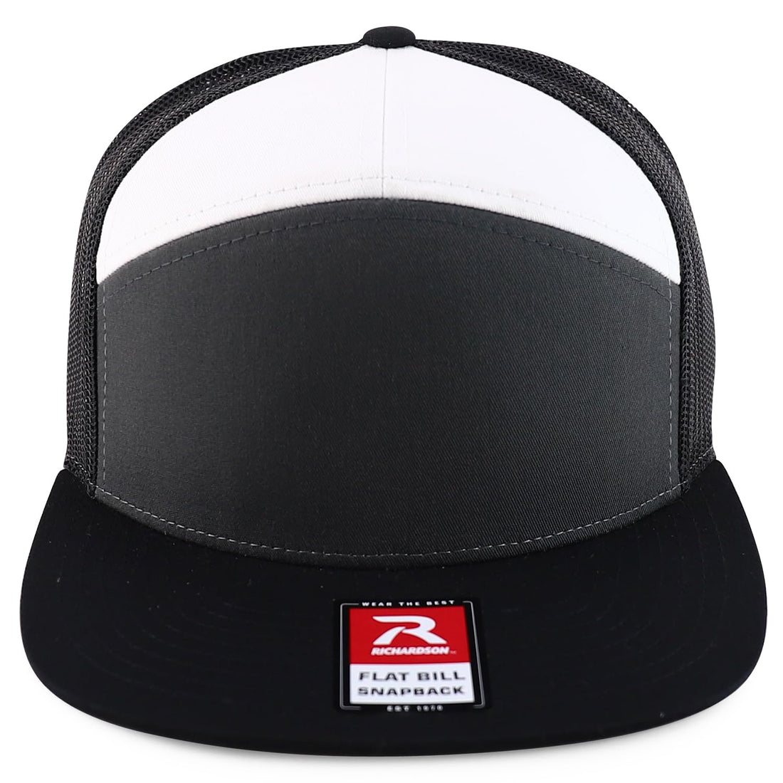 Trendy Apparel Shop Structured High Profile 7 Panel Flat Bill Mesh Back Snapback Cap