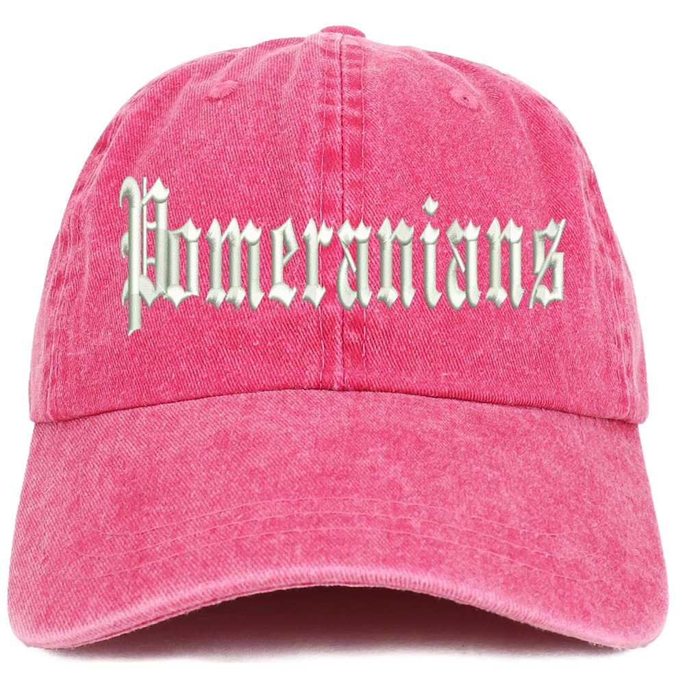 Trendy Apparel Shop Old English Pomeranians Washed Pigment Dyed Baseball Cap