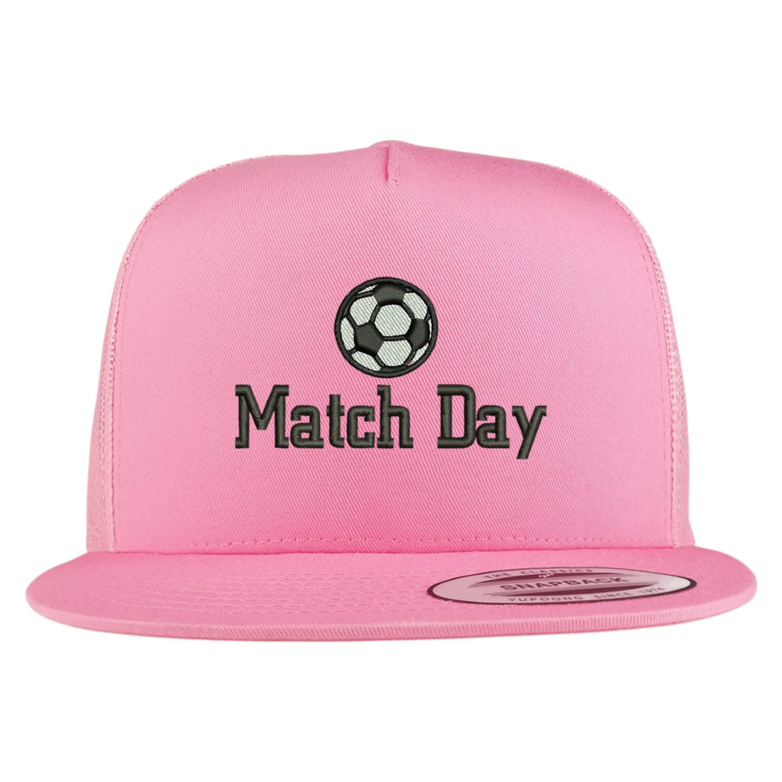 Trendy Apparel Shop Soccer Match Day Embroidered 5 Panel Flatbill Trucker Mesh Cap