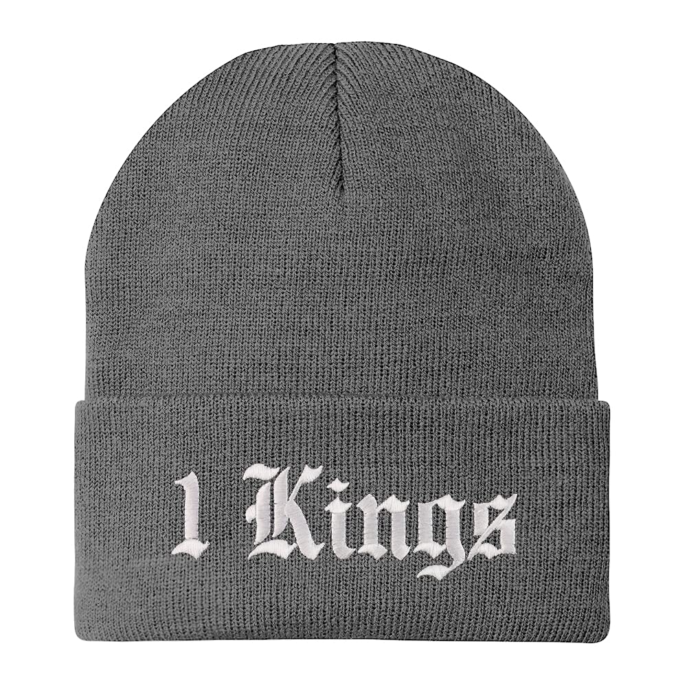 Trendy Apparel Shop 1 Kings Old English Embroidered Long Cuff Beanie