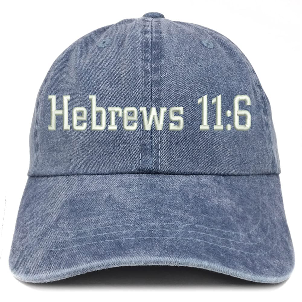 Trendy Apparel Shop Hebrew 11:6 Washed Pigment Dyed Baseball Cap