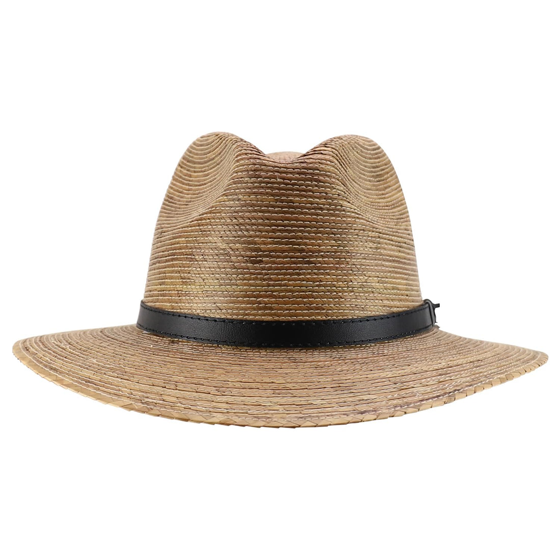 Trendy Apparel Shop Men's Plam Braid Fedora Hat with Leather Band