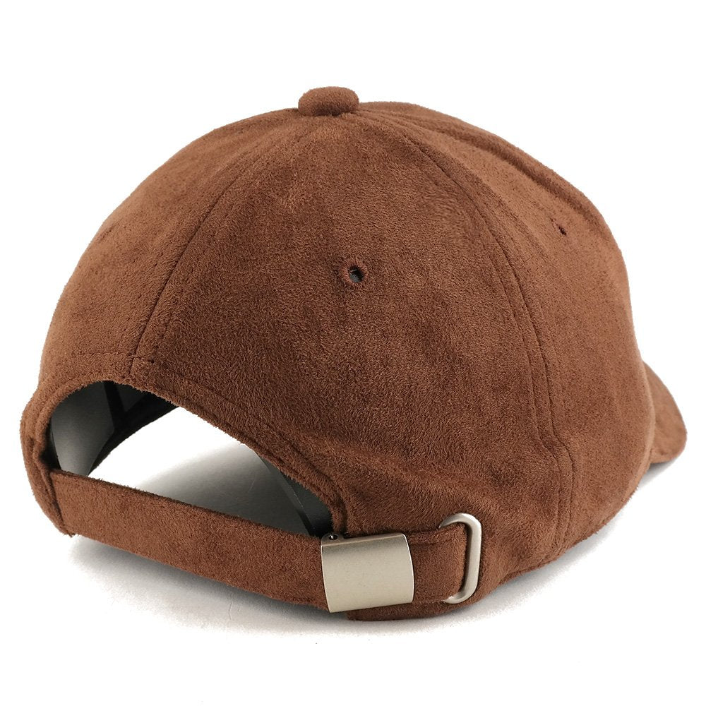Trendy Apparel Shop Plain Faux Suede Leather Adjustable Structured Baseball Cap