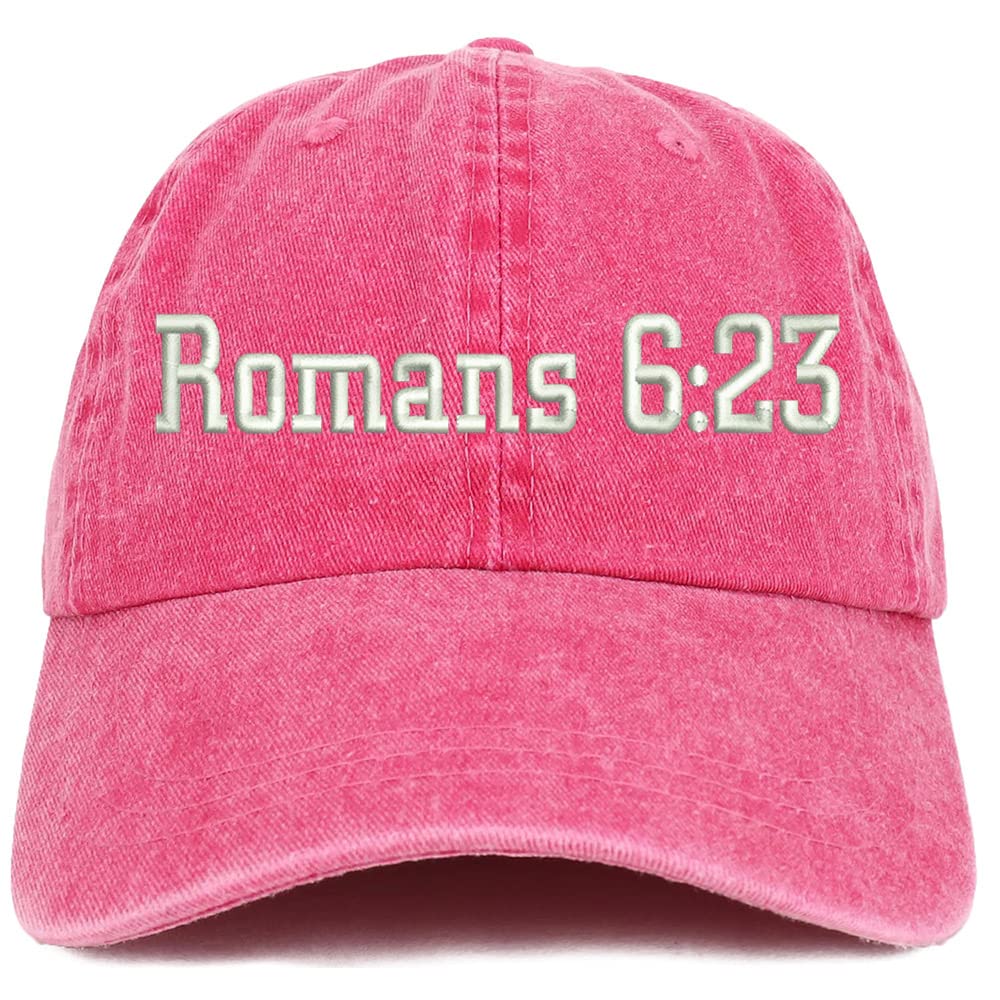 Trendy Apparel Shop Romans 6:23 Washed Pigment Dyed Baseball Cap
