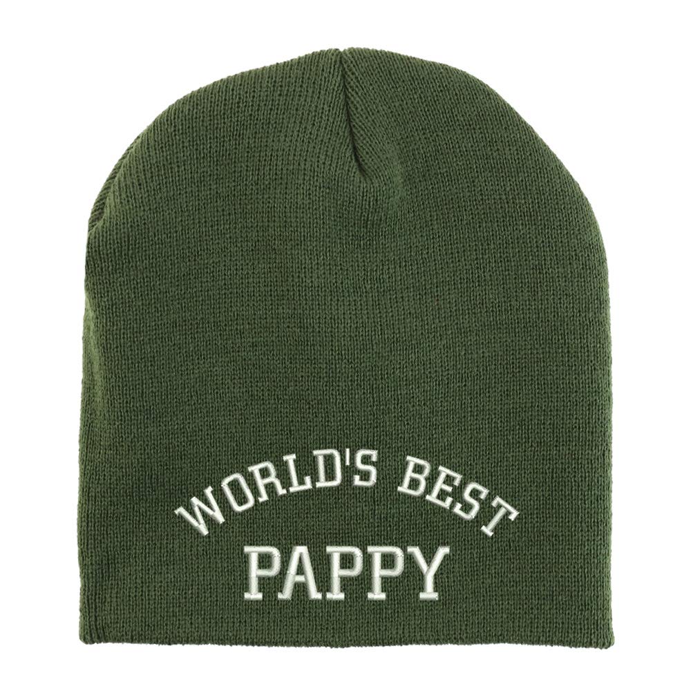 Trendy Apparel Shop World's Best Pappy Embroidered Made in USA Short Acrylic Knit Winter Beanie Hat