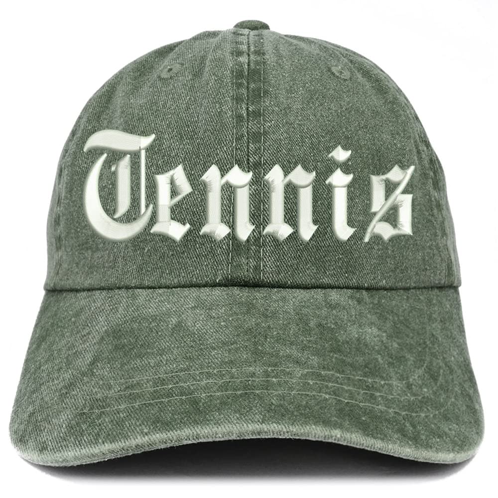 Trendy Apparel Shop Old English Tennis Washed Pigment Dyed Baseball Cap