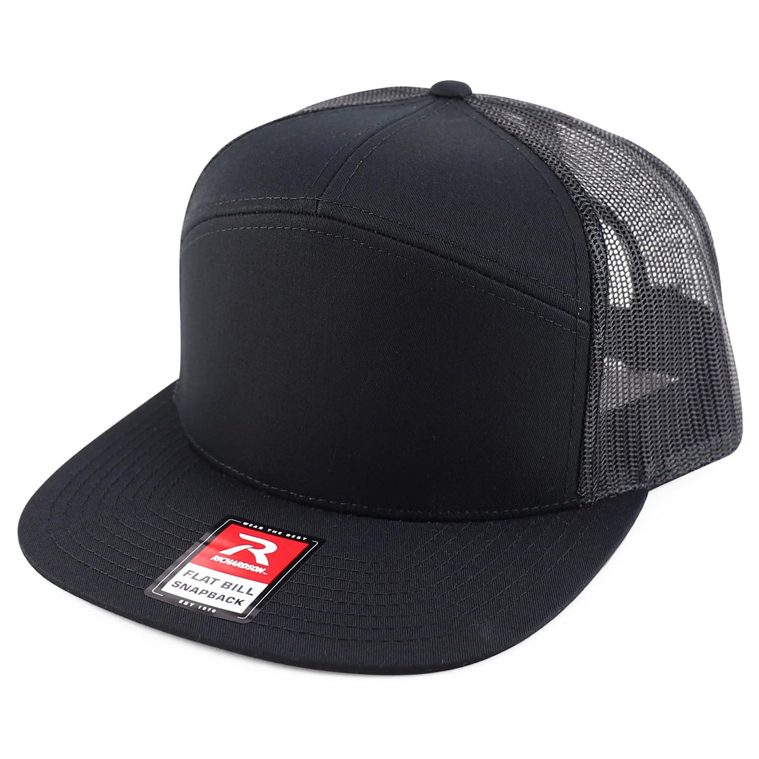 Trendy Apparel Shop Structured High Profile 7 Panel Flat Bill Mesh Back Snapback Cap