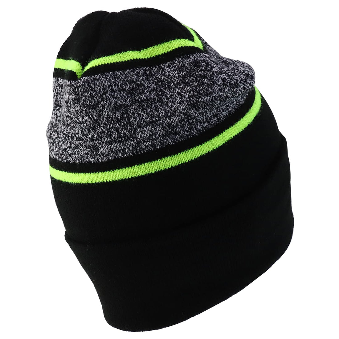 Trendy Apparel Shop Made in USA Striped Contrasting Stripes Long Cuff Beanie